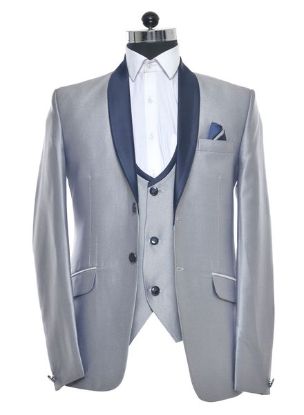 Suits Polyester Party Wear Regular fit Single Breasted Designer Self 3 Piece Suit La Scoot